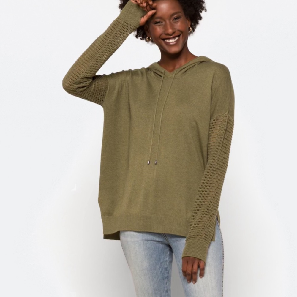 Antara Crochet Sleeve Hooded Sweater
